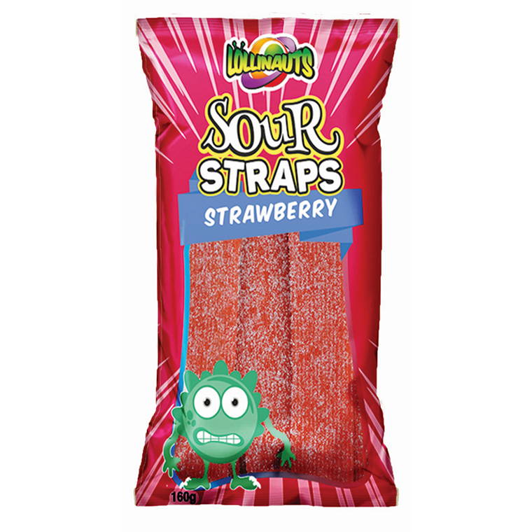 Lollinauts Strawberry Sour Straps, 160gm