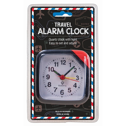 Square Travel Alarm Clock, 3 Asstd Colours