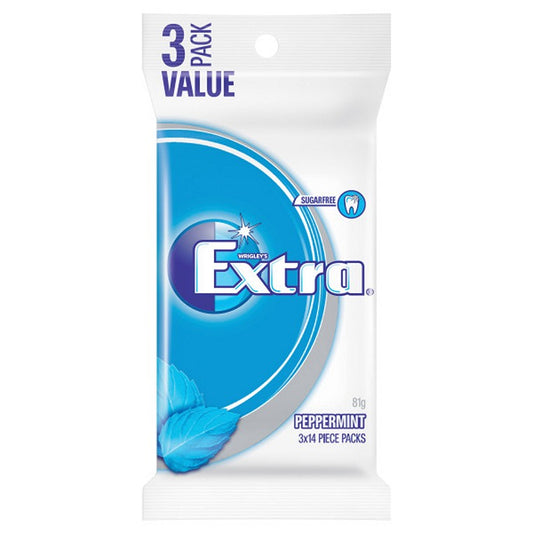 Extra Peppermint Sugar Free Chewing Gum, 3pk