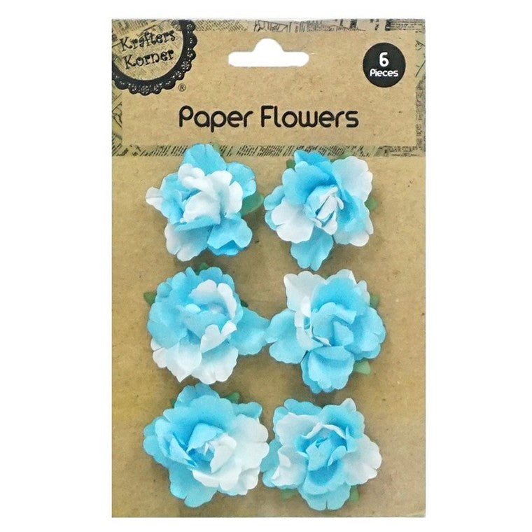 Craft Paper Flowers, 6pk, 2 Asstd Colours