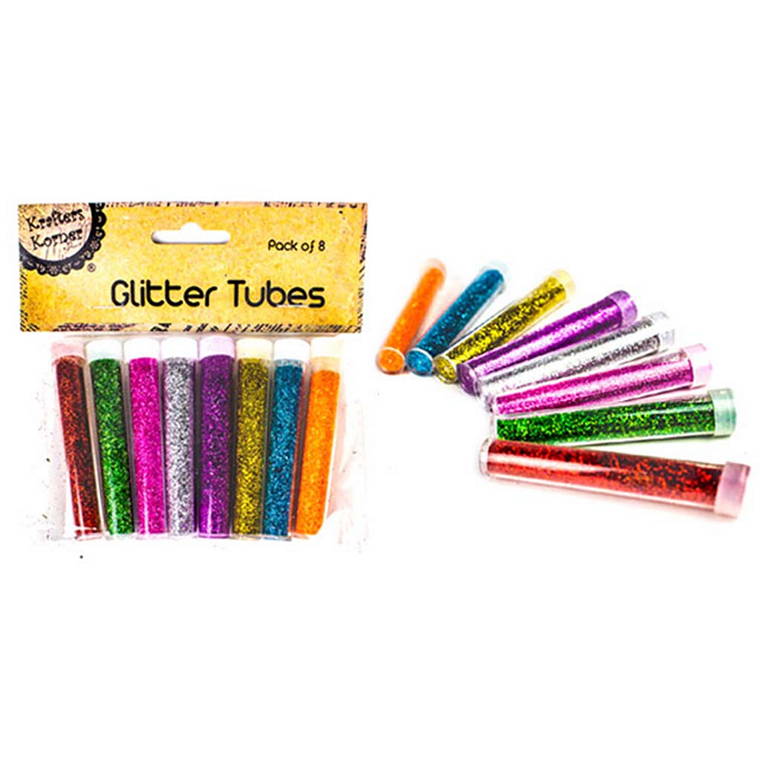 Coloured Glitter Tubes, 8pk