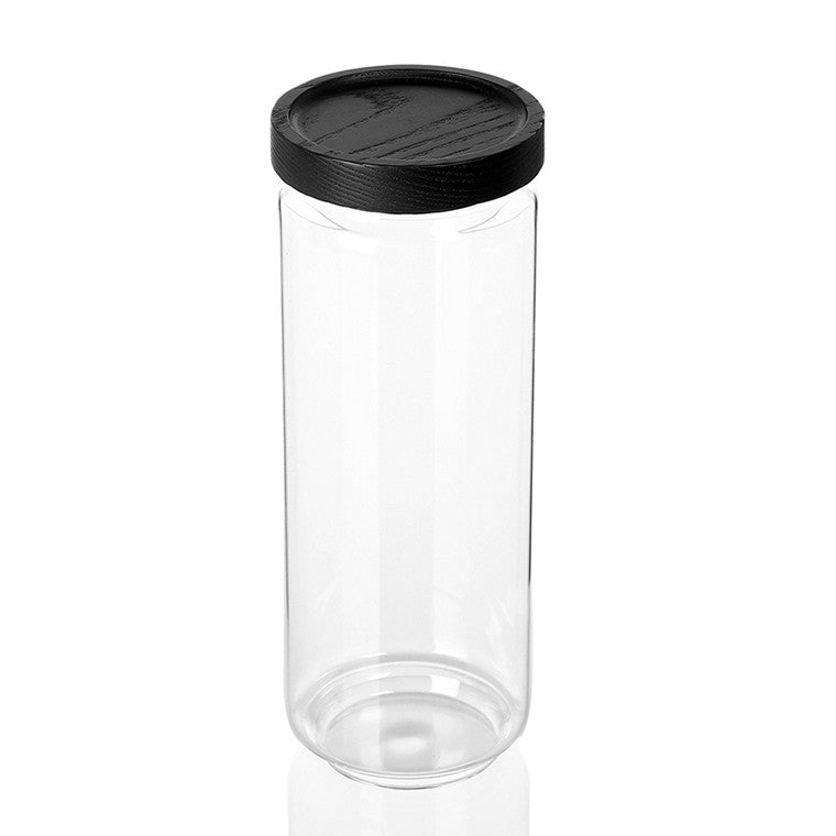 L&L Glass Canister w/ Black Wooden Lid 1.4L