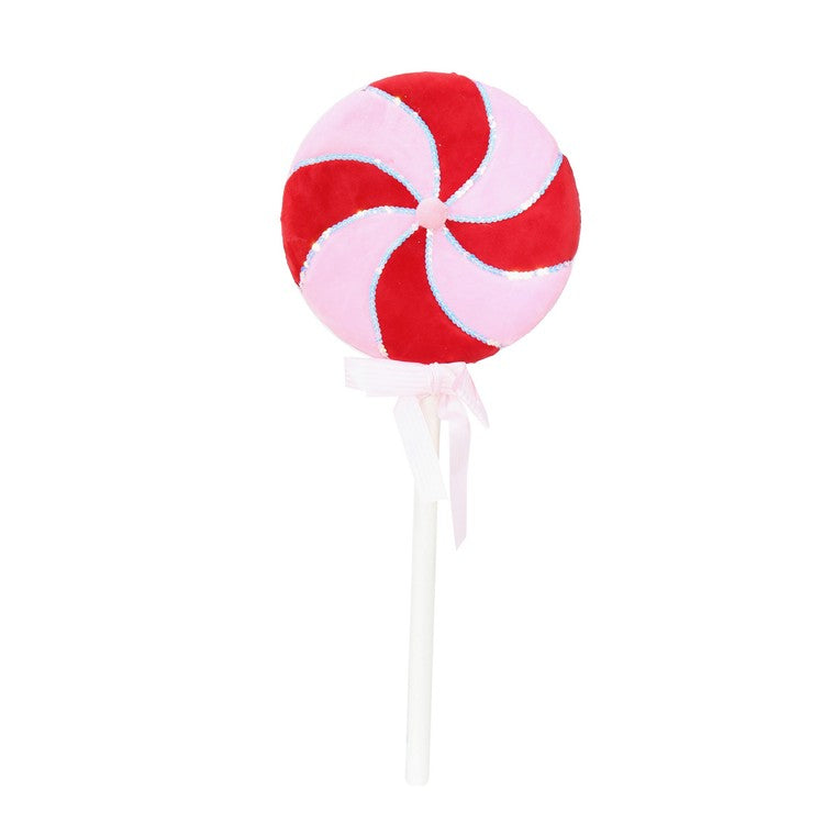 Giant Candy  Cane Velvet Lollipop, Asstd