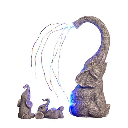 Solar Elephant w/ Fairy Light, 3pc