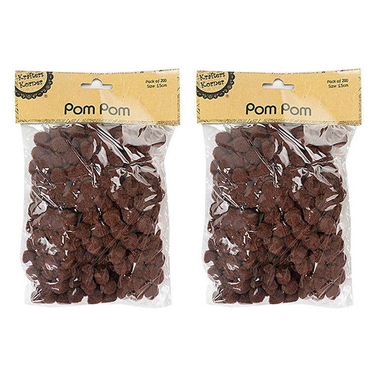 Pom Pom, Brown, 200pk, 1.5cm