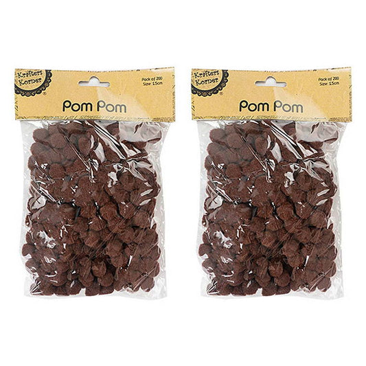 Pom Pom, Brown, 200pk, 1.5cm