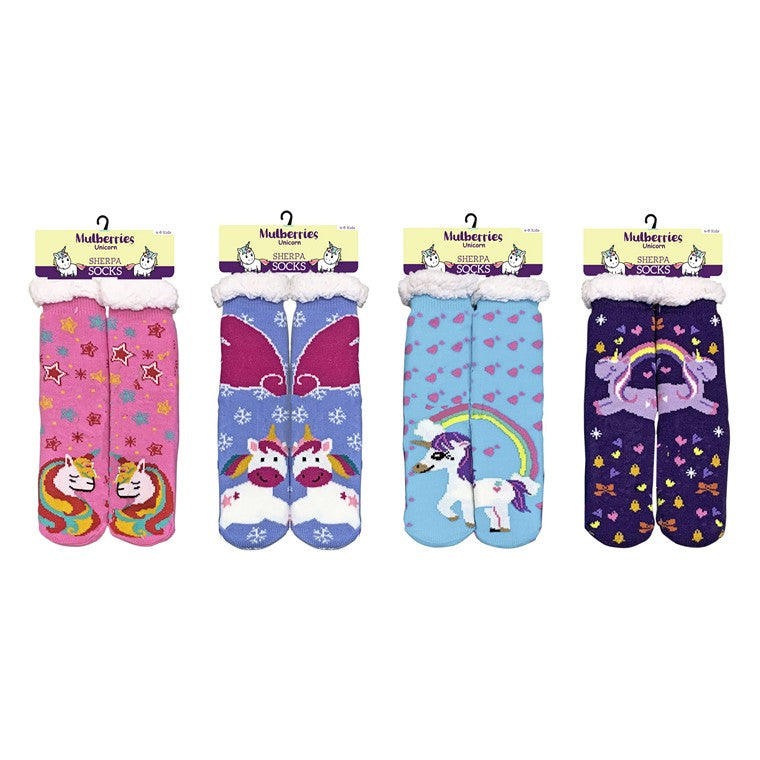 Girls Sock w/ Sherpa Lining, 4 Asstd Designs