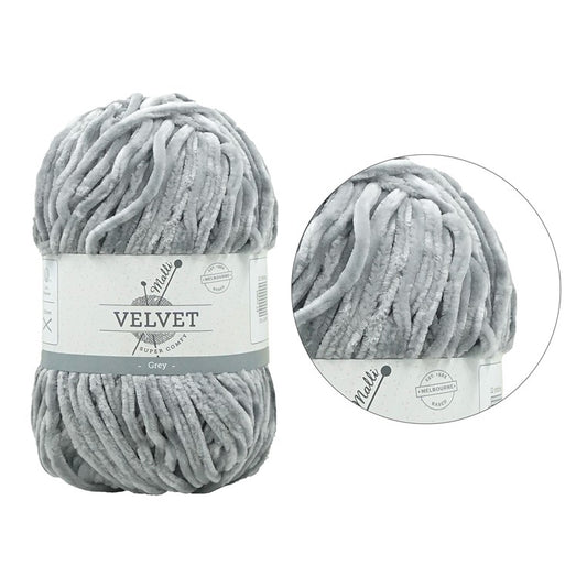 Velvet Solid Yarn, Grey, 100gm