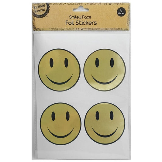 Foil Smiley Face Stickers, Gold or Silver