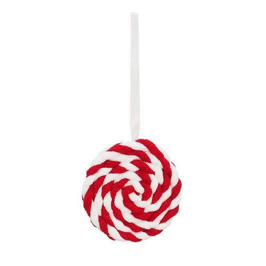 Candy Cane Fleece Hanging Pinwheel, 9cm