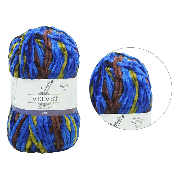 Velvet Multicolour Yarn, Dusk, 100gm