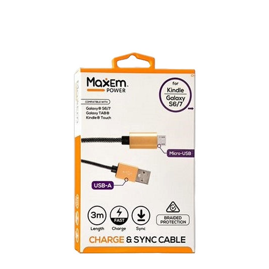 Maxem Braided Cable USB to Micro USB, 3m