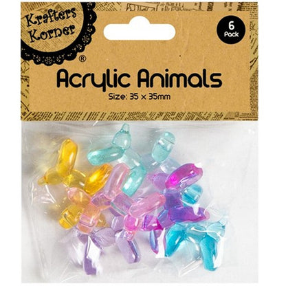 Decorative Acrylic 3D Animals, 3 Asstd Designs