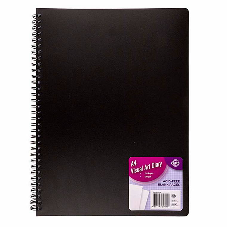 Diary, Visual Art, Black, Long Spiral, A4, 120pgs