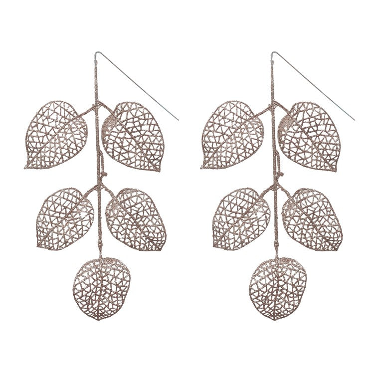 Glitter Leaves Pick, 3pk, Asstd