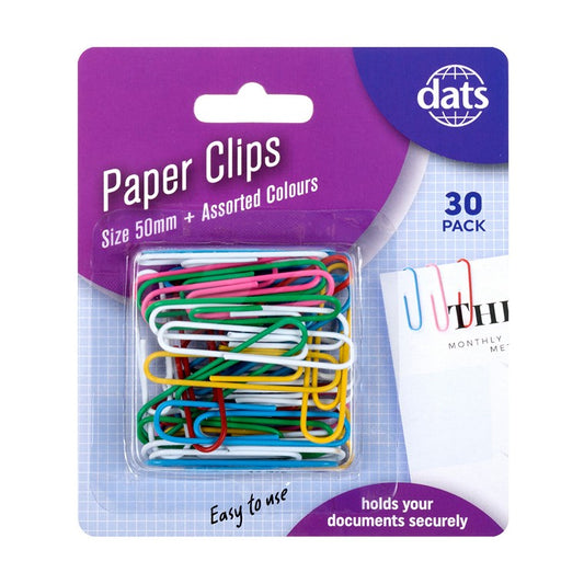 Paper Clips, 50mm, Mixed, 30pk