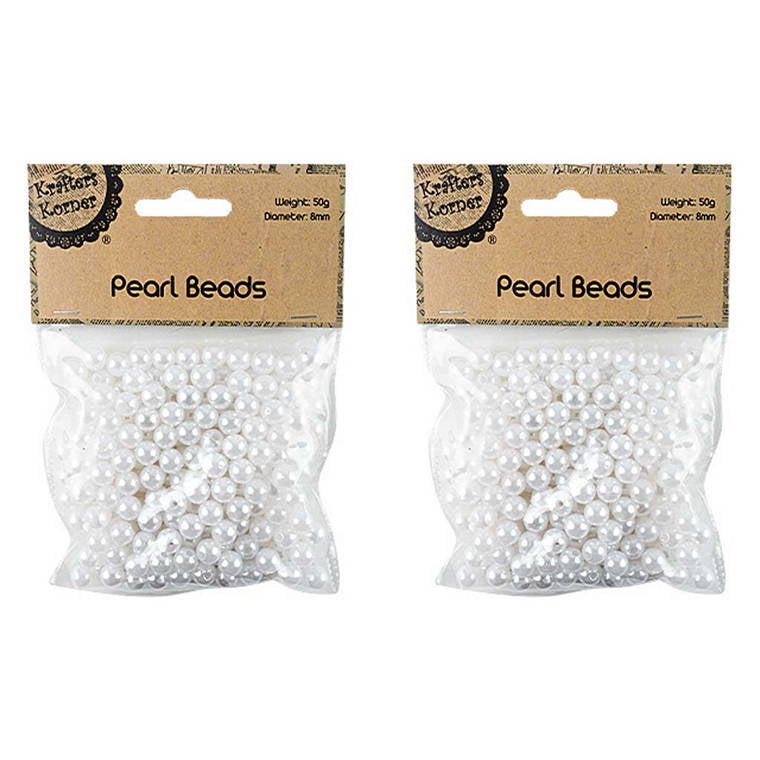 White Pearl Beads, 8mm