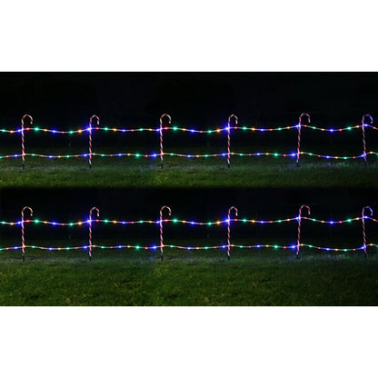 Solar Candy Cane Lit Fence, 12pc