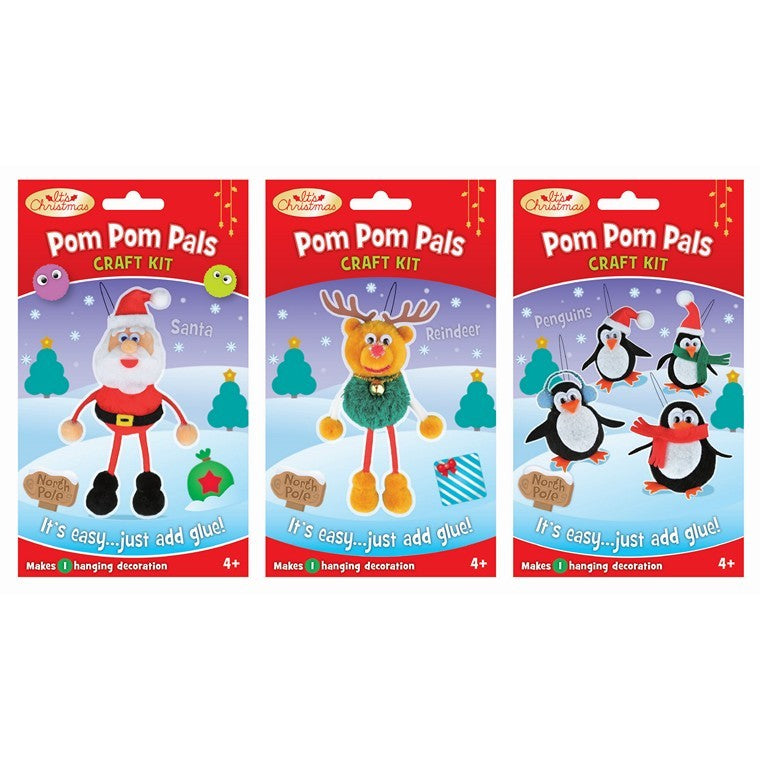 Christmas Pom Pom Pals, 3 Asstd Designs