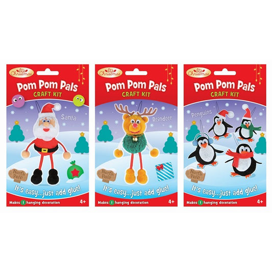 Christmas Pom Pom Pals, 3 Asstd Designs