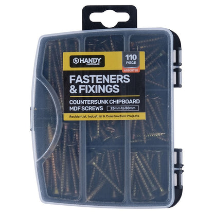 Fasteners & Fixings, Countersunk Chipboard MDF Screws, 110pc