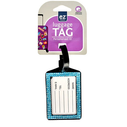 Diamante Luggage Tag, 4 Asstd