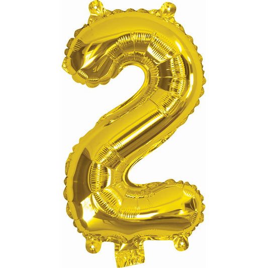 Gold Foil Balloon, 35cm, Number 2