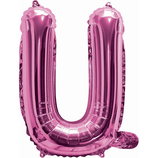 Pink Foil Balloon, 35cm, Letter U