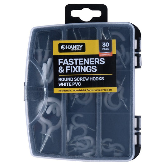 Fasteners & Fixings, Round Screw Hooks, 30pc