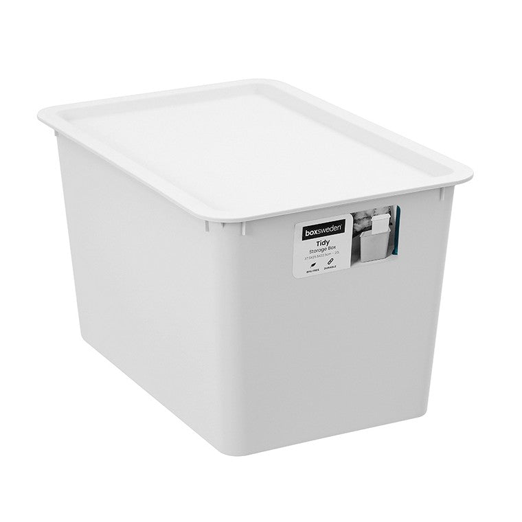 Tidy Storage Box w/ Lid, 20L, 3 Asstd Colours