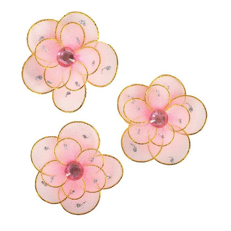 Soft Nylon Flowers, 3pk, 4 Asstd Colours