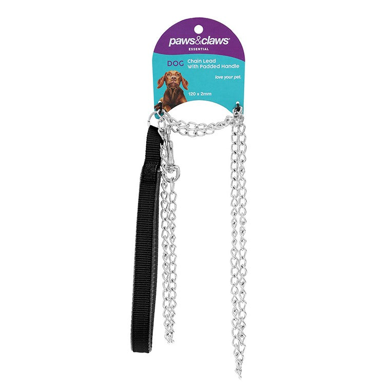 Chain Lead With Padded Handle, 1.2m, 3 Asstd Colours