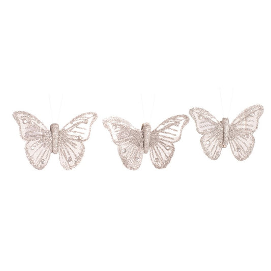 Silver Butterfly w/ Clip, 3pk