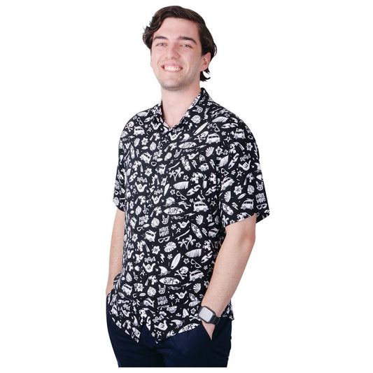 Hawaiian Shirt Black Aloha, XXL