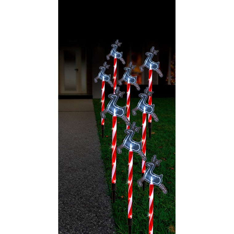 Solar Candy Reindeer Path Lights, 8pk