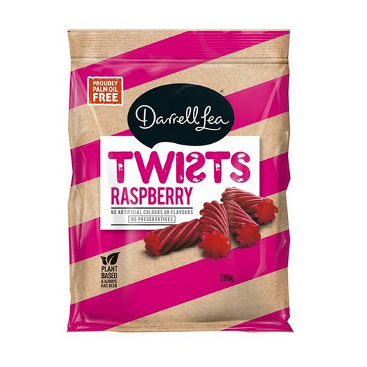 Darrell Lea Raspberry Twists, 280gm