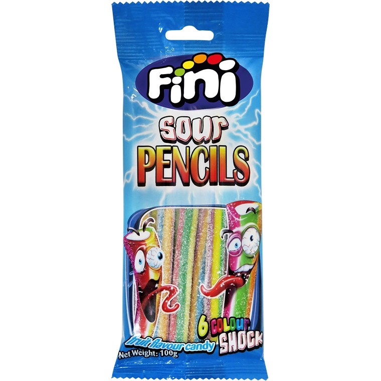 Fini Sour Rainbow Pencils, 100gm