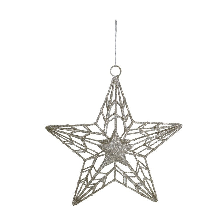 Hanging Metal Glitter Star, 20cm, Asstd