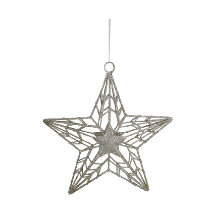 Hanging Metal Glitter Star, 20cm, Asstd