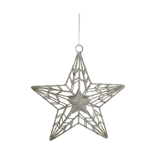 Hanging Metal Glitter Star, 20cm, Asstd