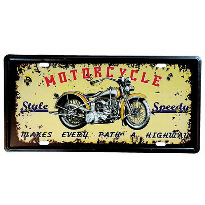 Motorcycle Tin Wall Hanging Deco, 4 Asstd