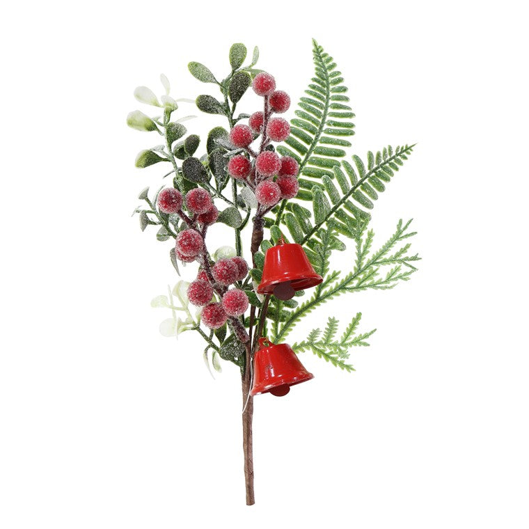 Foliage Berry Pick w/ Bell, Asstd