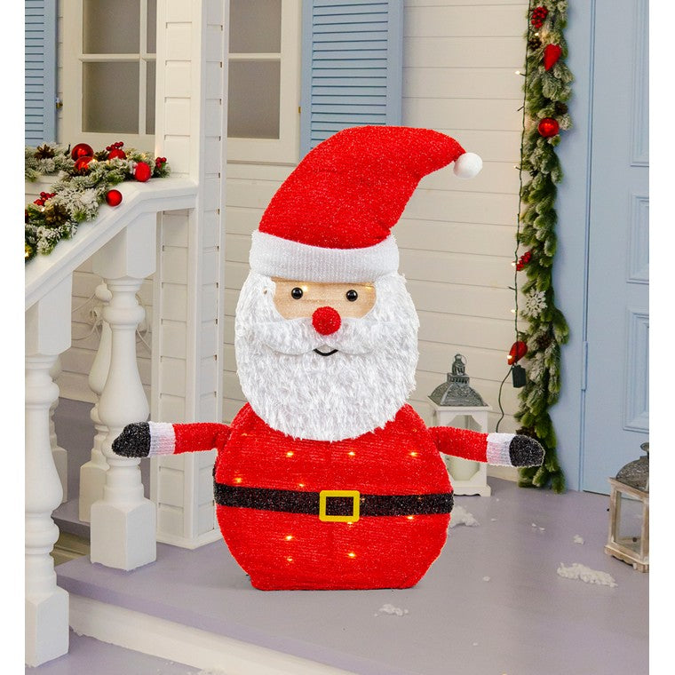 LED Tinsel Santa, 70cm