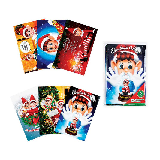 Xmas Elves Cards Cartoon, 6pk