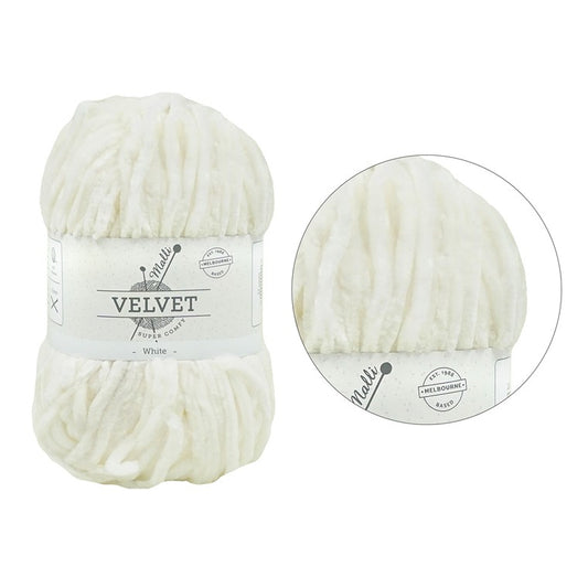 Velvet Solid Yarn, White, 100gm