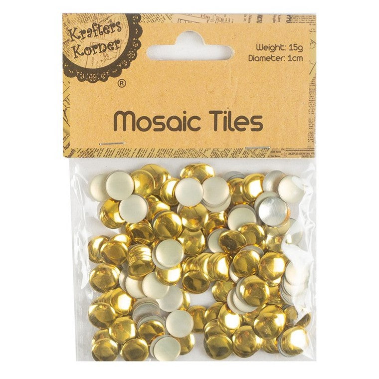 Round Mosaic Tiles, 1cm, 2 Asstd Colours