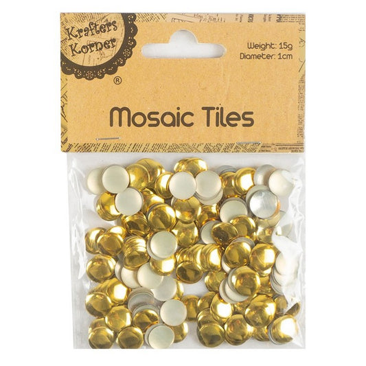 Round Mosaic Tiles, 1cm, 2 Asstd Colours