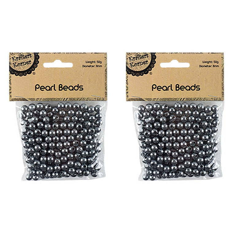 Silver Pearl Beads, 8mm