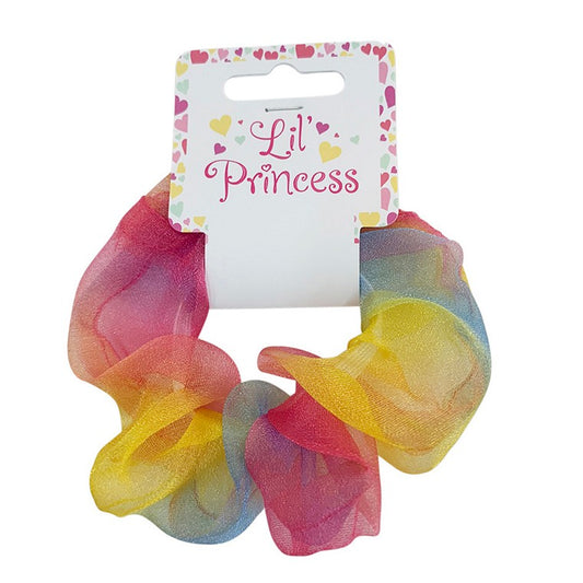 Little Princess Hair Scrunchie, Rainbow Bow,