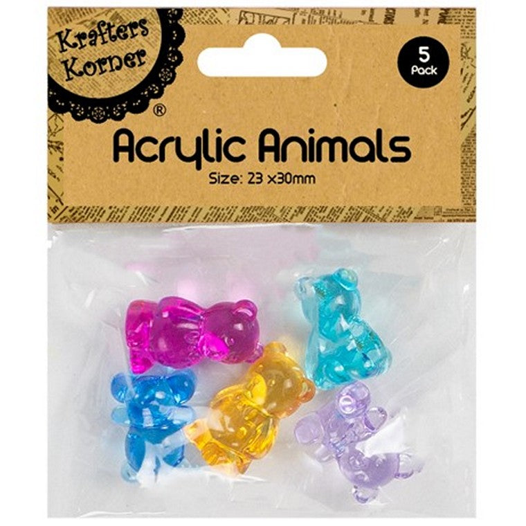 Decorative Acrylic 3D Animals, 3 Asstd Designs